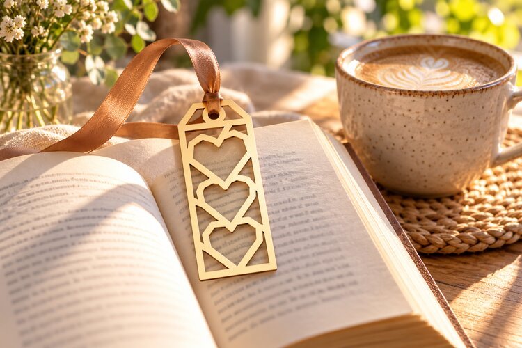 Stacking Heart Bookmark Laser Cut SVG File, Love Geometric example image 1