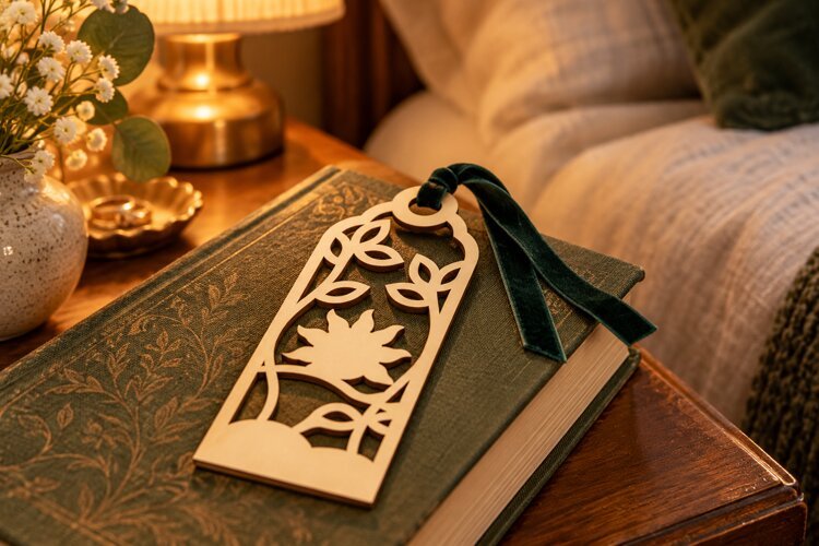 Arch Lotus Flower Water Lily Bookmark Laser Cut SVG File example image 1