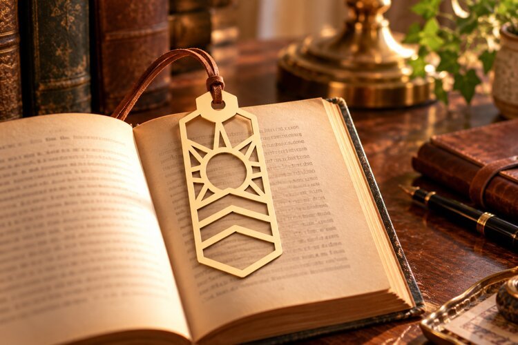 Mountain Sunburst Landscape Bookmark Laser Cut SVG File example image 1