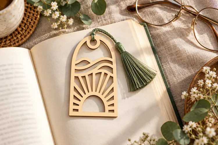 Arch Ocean Wave Sunrise Bookmark Laser Cut SVG File, Geometr