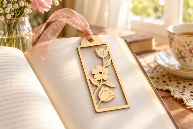Botanical Daisy Flower Bookmark Laser Cut SVG File, Floral