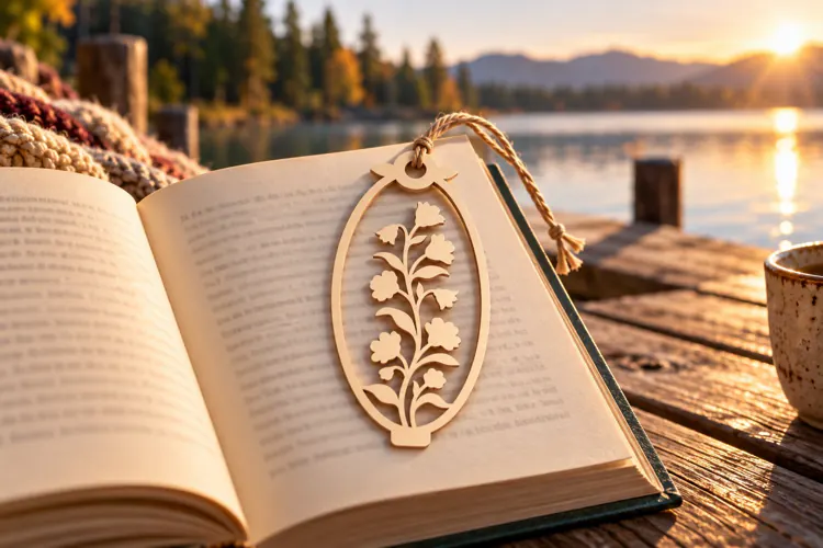 Oval Leaf Branch Botanical Bookmark Laser Cut SVG File