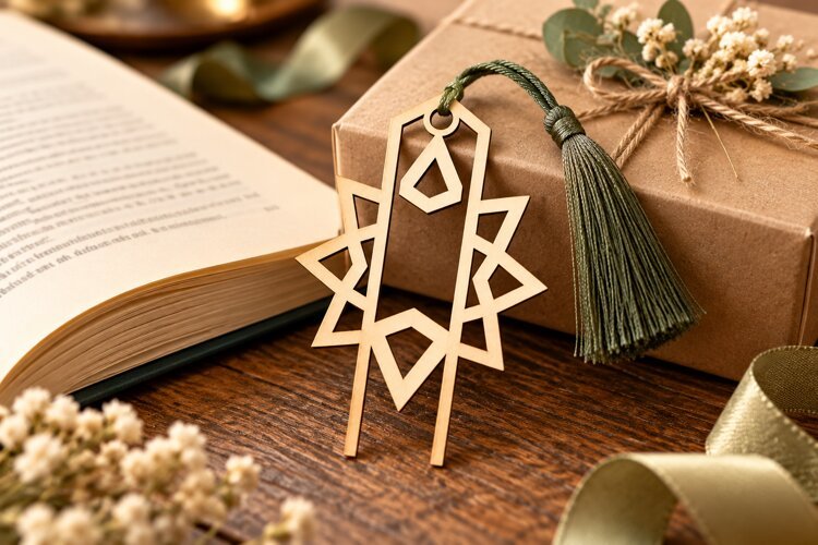Geometric Sacred Star Mandala Bookmark Laser Cut SVG File example image 1