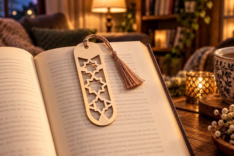 Arabesque Islamic Lattice Pattern Bookmark Laser Cut SVG example image 1