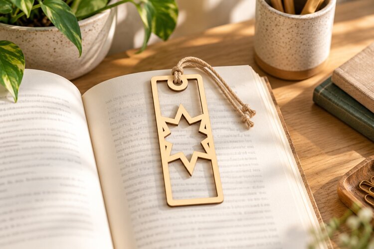 Geometric North Star Celestial Bookmark Laser Cut SVG File example image 1