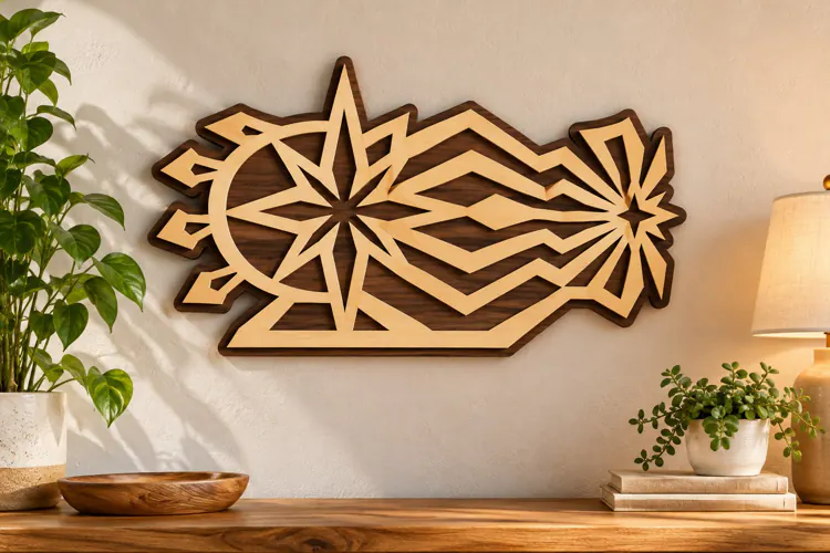 Horizontal Geometric Starburst Laser Cut SVG, Abstract Moder