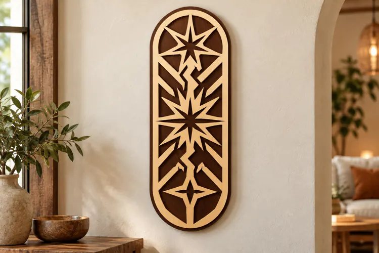 Vertical Arch Geometric Starburst Laser Cut SVG, Modern Laye