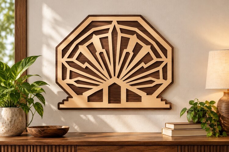 Art Deco Fan Sunburst Layered Laser Cut SVG, Modern Geometri example image 1