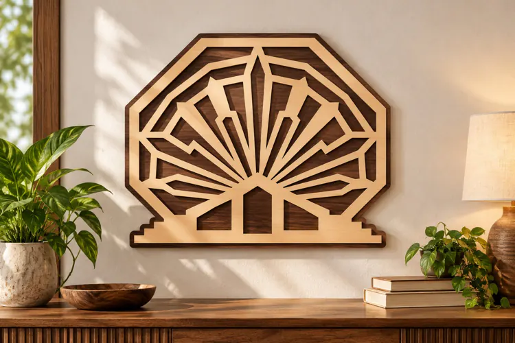 Art Deco Fan Sunburst Layered Laser Cut SVG, Modern Geometri