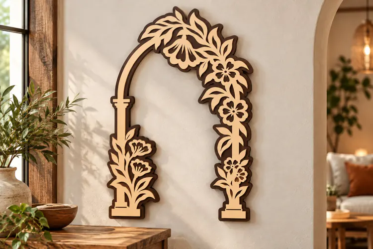 Floral Arch Door Frame Laser Cut SVG, Decorative Botanical