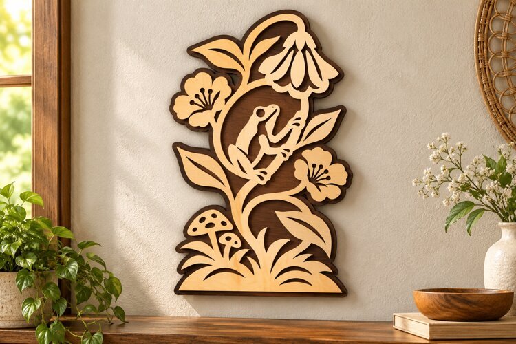 Bird and Wildflower Layered Laser Cut SVG, Botanical Bird Na example image 1