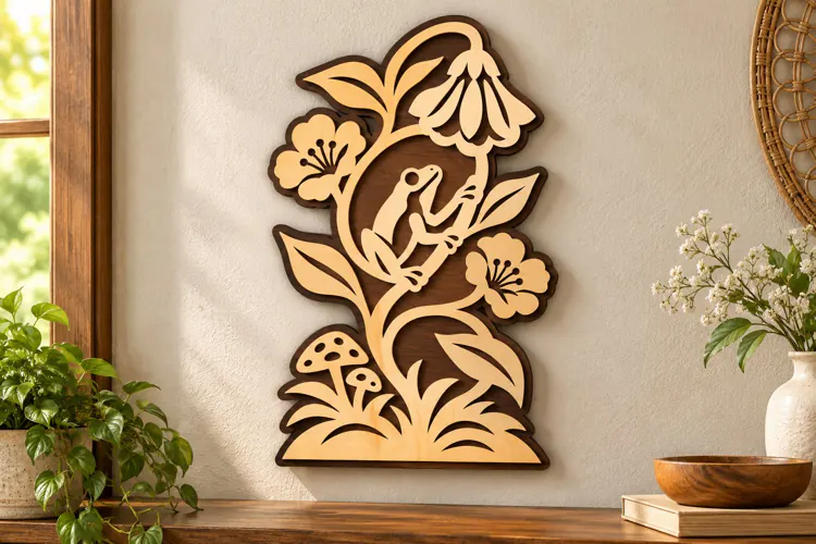 Bird and Wildflower Layered Laser Cut SVG, Botanical Bird Na