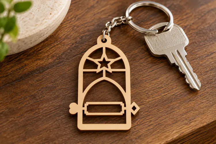Arch Celestial Star Window Keychain Laser Cut SVG, Decorativ
