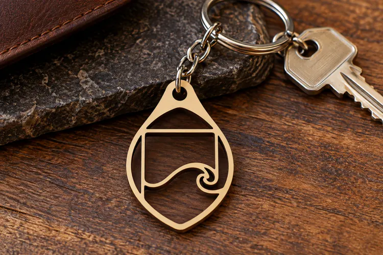 Teardrop Ocean Wave Sunset Keychain Laser Cut SVG, Beach Nat