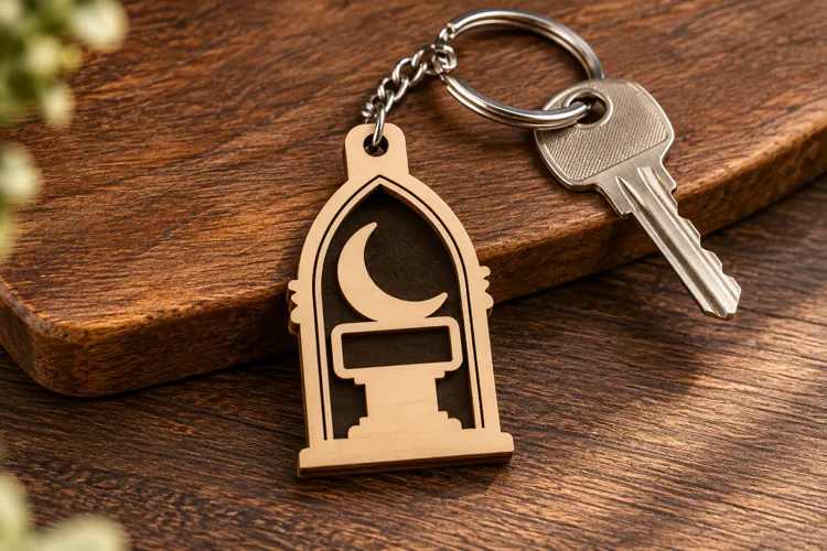 Arch Crescent Moon Keychain Laser Cut SVG, Celestial Night