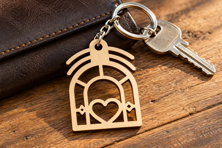 Arch Heart Window Keychain Laser Cut SVG, Romantic Wooden