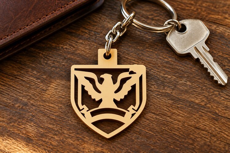 Shield Eagle Heraldic Keychain Laser Cut SVG, Majestic Bird example image 1