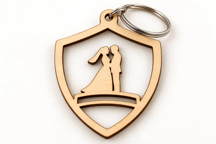 Shield Wedding Bride Groom Keychain Laser Cut SVG, Bride