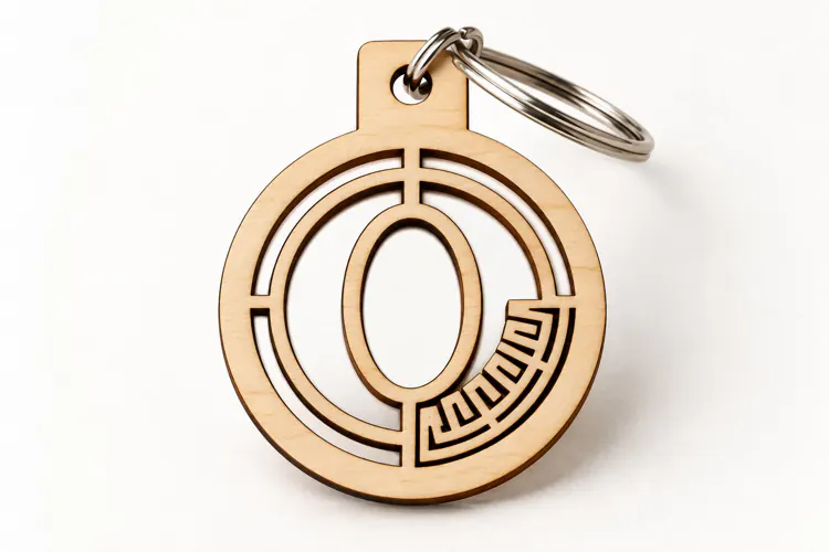 Round Monogram Letter O Keychain Laser Cut SVG, Initial Mono