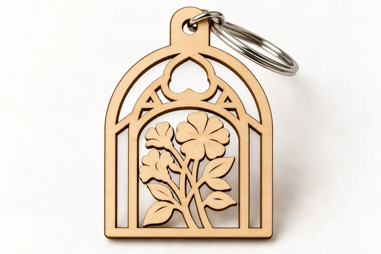 Arch Floral Flower Window Keychain Laser Cut SVG, Botanical