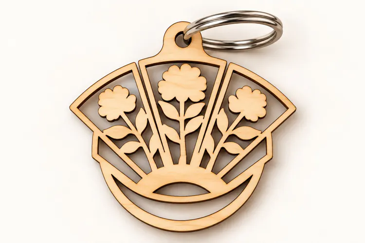 Fan Shape Flower Floral Bouquet Keychain Laser Cut SVG, Art
