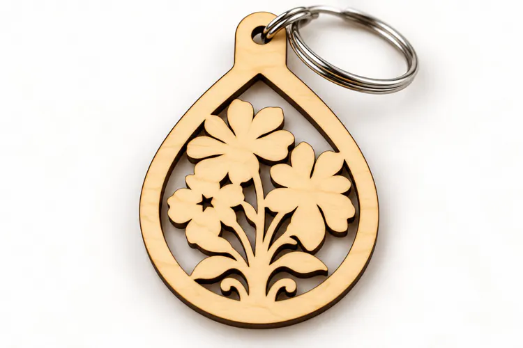 Teardrop Floral Flower Bouquet Keychain Laser Cut SVG