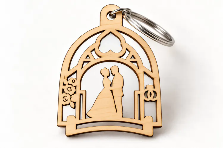 Arch Wedding Bride Groom Keychain Laser Cut SVG, Couple Arch