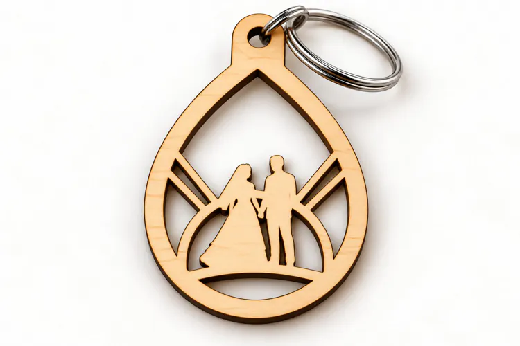 Teardrop Wedding Bride Groom Keychain Laser Cut SVG, Romanti