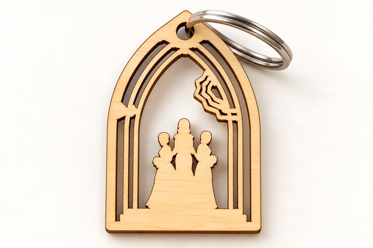 Arch Fairy Tale Castle Sun Keychain Laser Cut SVG, Fantasy example image 1