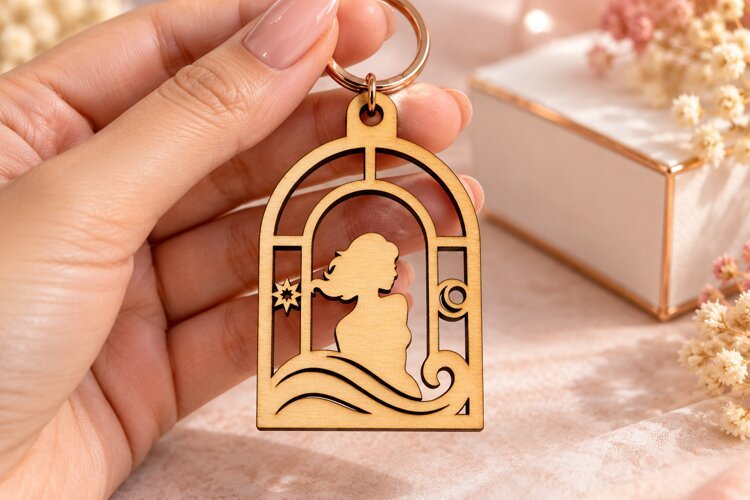 Arch Woman Sunset Landscape Keychain Laser Cut SVG, Celestia example image 1
