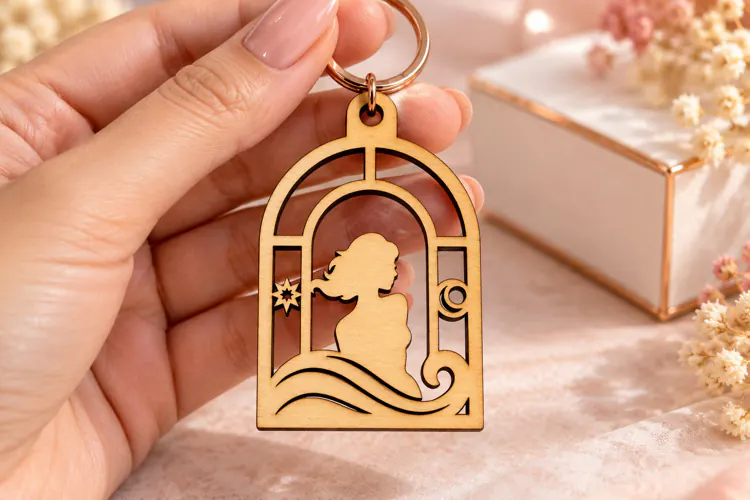 Arch Woman Sunset Landscape Keychain Laser Cut SVG, Celestia