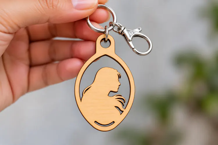 Oval Woman Profile Botanical Keychain Laser Cut SVG, Nature
