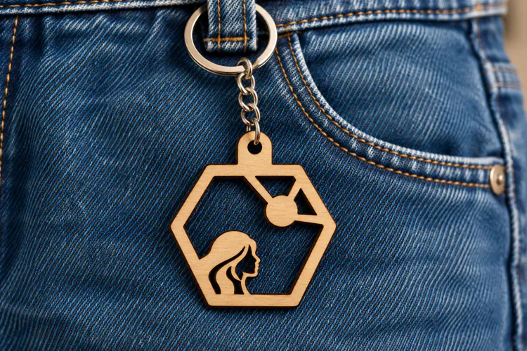 Hexagon Woman Sun Nature Landscape Keychain Laser Cut SVG
