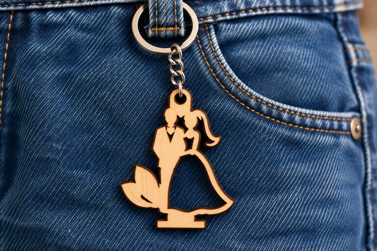 Elegant Woman Dress Floral Silhouette Keychain Laser Cut SVG example image 1