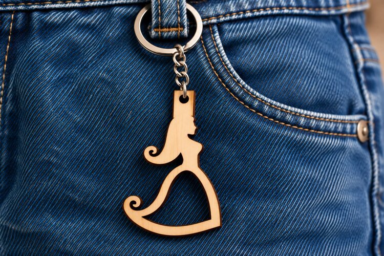Elegant Woman Dress Silhouette Keychain Laser Cut SVG, Fashi example image 1