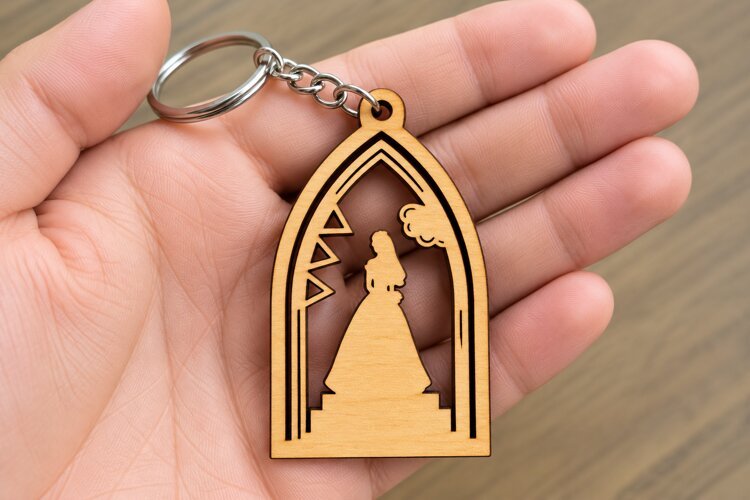 Arch Wedding Bride Gown Staircase Keychain Laser Cut SVG example image 1