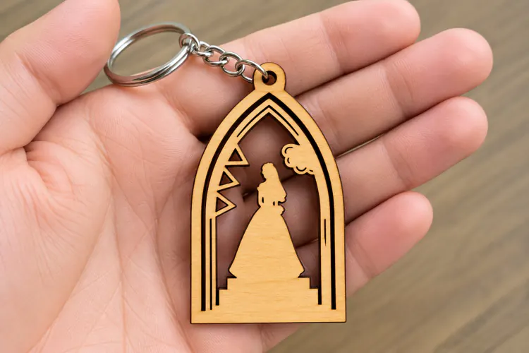 Arch Wedding Bride Gown Staircase Keychain Laser Cut SVG