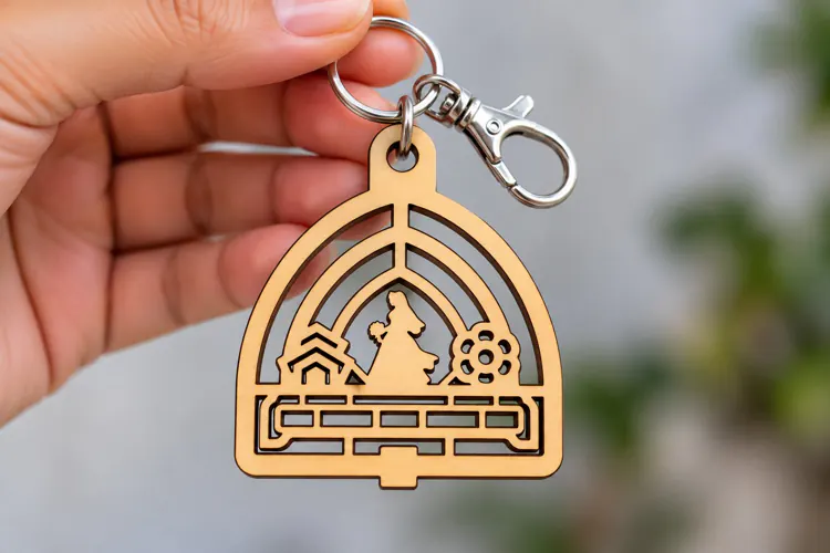 Arch Rabbit House Nature Landscape Keychain Laser Cut SVG