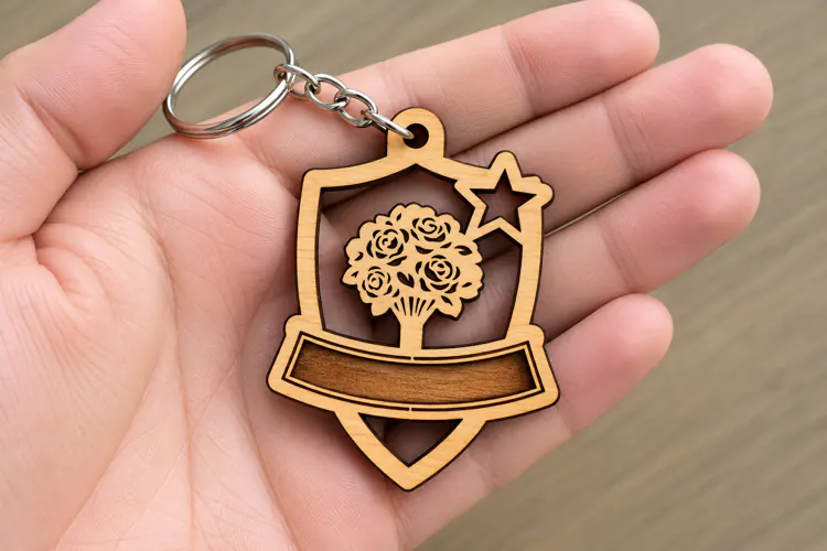 Shield Tree Nature Landscape Keychain Laser Cut SVG, Botanic
