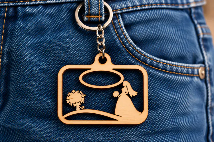 Rectangle Princess Landscape Oval Frame Keychain Laser Cut