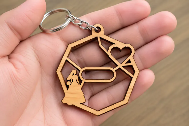 Hexagon Princess Carriage Geometric Keychain Laser Cut SVG,