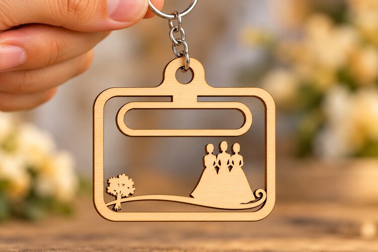 Rectangle Castle Landscape Label Keychain Laser Cut SVG, Key example image 1