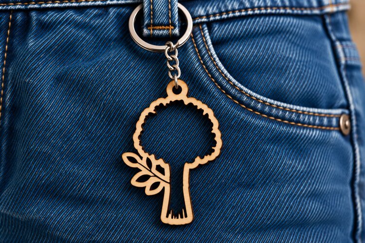 Tree Nature Forest Branch Keychain Laser Cut SVG, Botanical example image 1