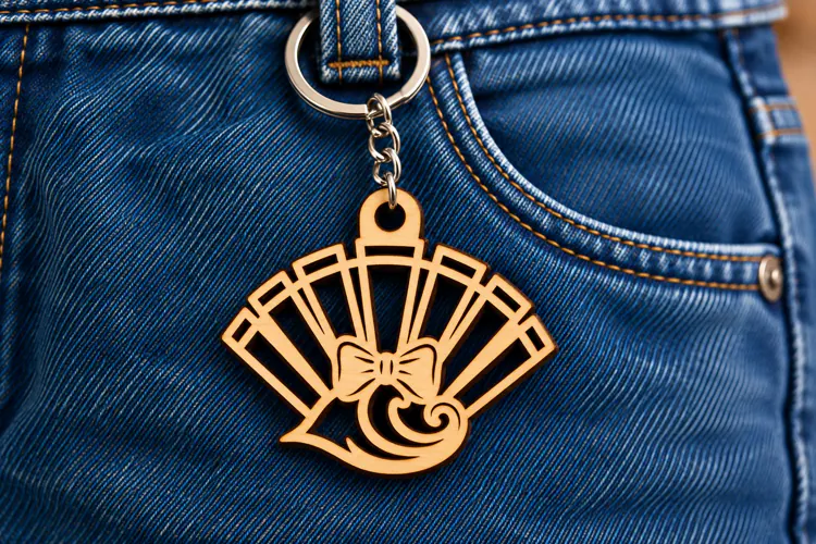 Fan Shape Ribbon Bow Floral Bouquet Keychain Laser Cut SVG,