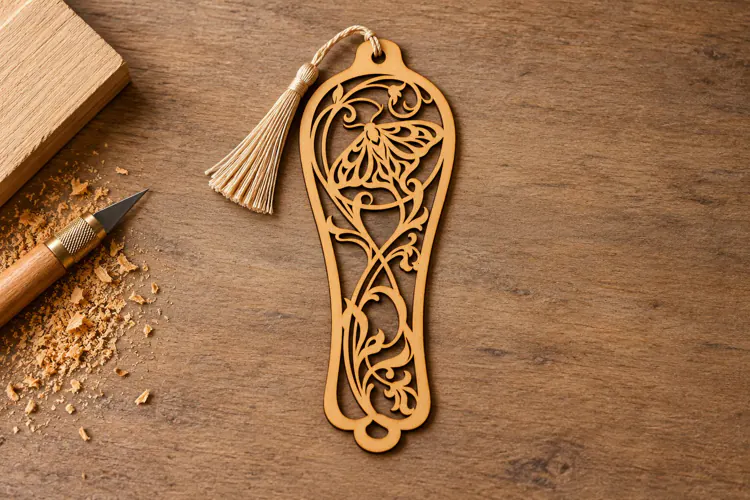 Elaborate Butterfly Floral Bookmark Laser Cut SVG, Botanical