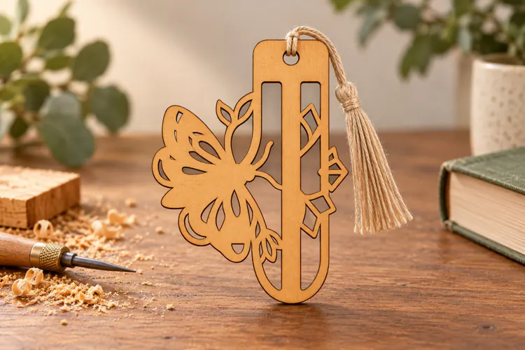 Clip Butterfly Floral Bookmark Laser Cut SVG, Botanical Page
