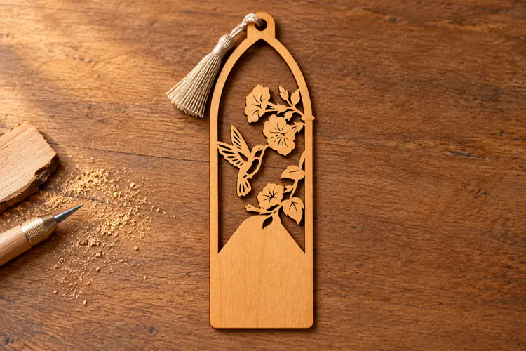 Arch Hummingbird Floral Sunset Bookmark Laser Cut SVG, Sceni