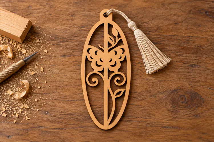 Oval Butterfly Floral Bookmark Laser Cut SVG, Botanical Page