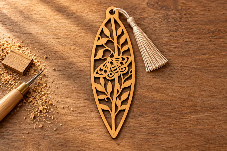 Long Drop Butterfly Botanical Bookmark Laser Cut SVG, Page