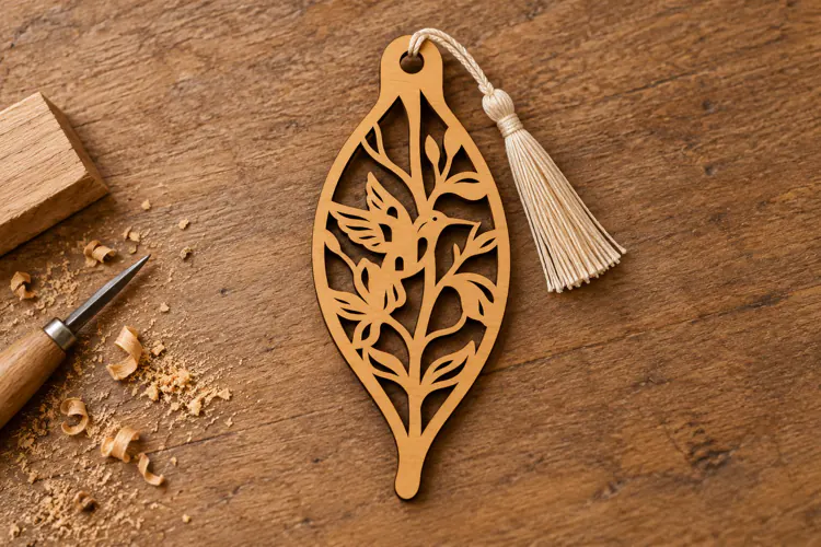 Leaf Hummingbird Botanical Bookmark Laser Cut SVG, Page